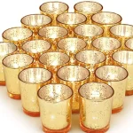 Candle Holders- Mercury Glass Gold Votive 2