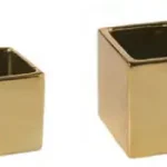 Gold Square Ceramic Vase-6hx65wx65d-4hx4wx4d