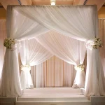 White Panel Chuppah with floral ties